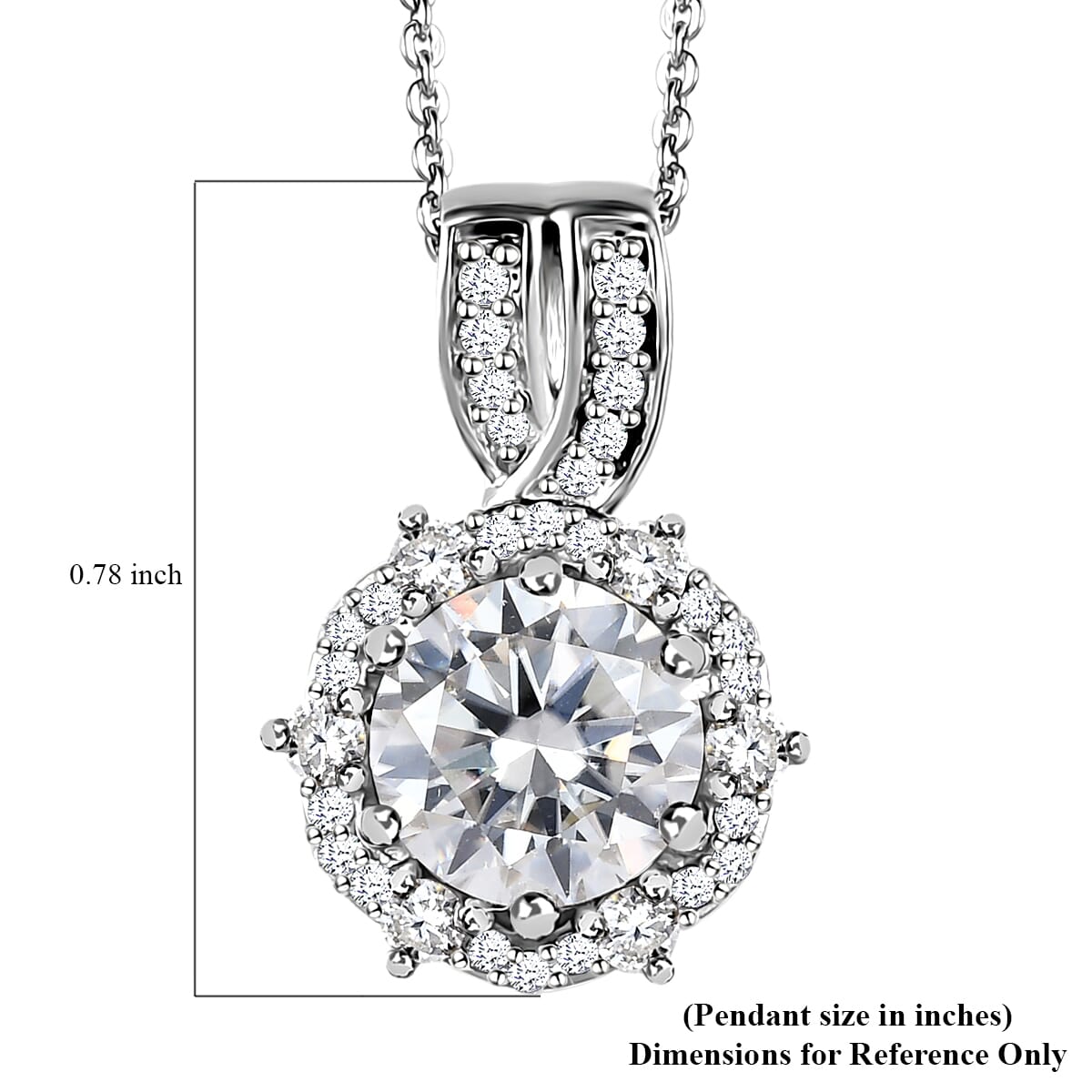 Moissanite Pendant Necklace 20 Inches in Platinum Over Sterling Silver 2.00 ctw image number 6