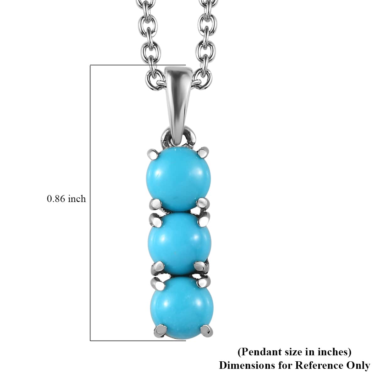 Sleeping Beauty Turquoise Pendant Necklace 20 Inches in Stainless Steel 1.25 ctw image number 5