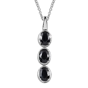 Midnight Sapphire Pendant Necklace 20 Inches in Stainless Steel 5.20 ctw