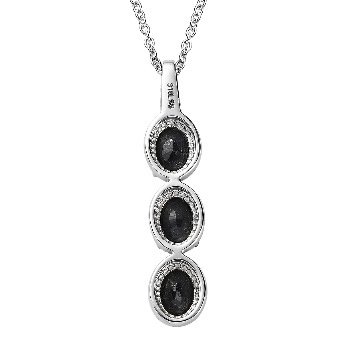 Midnight Sapphire Pendant Necklace 20 Inches in Stainless Steel 5.20 ctw