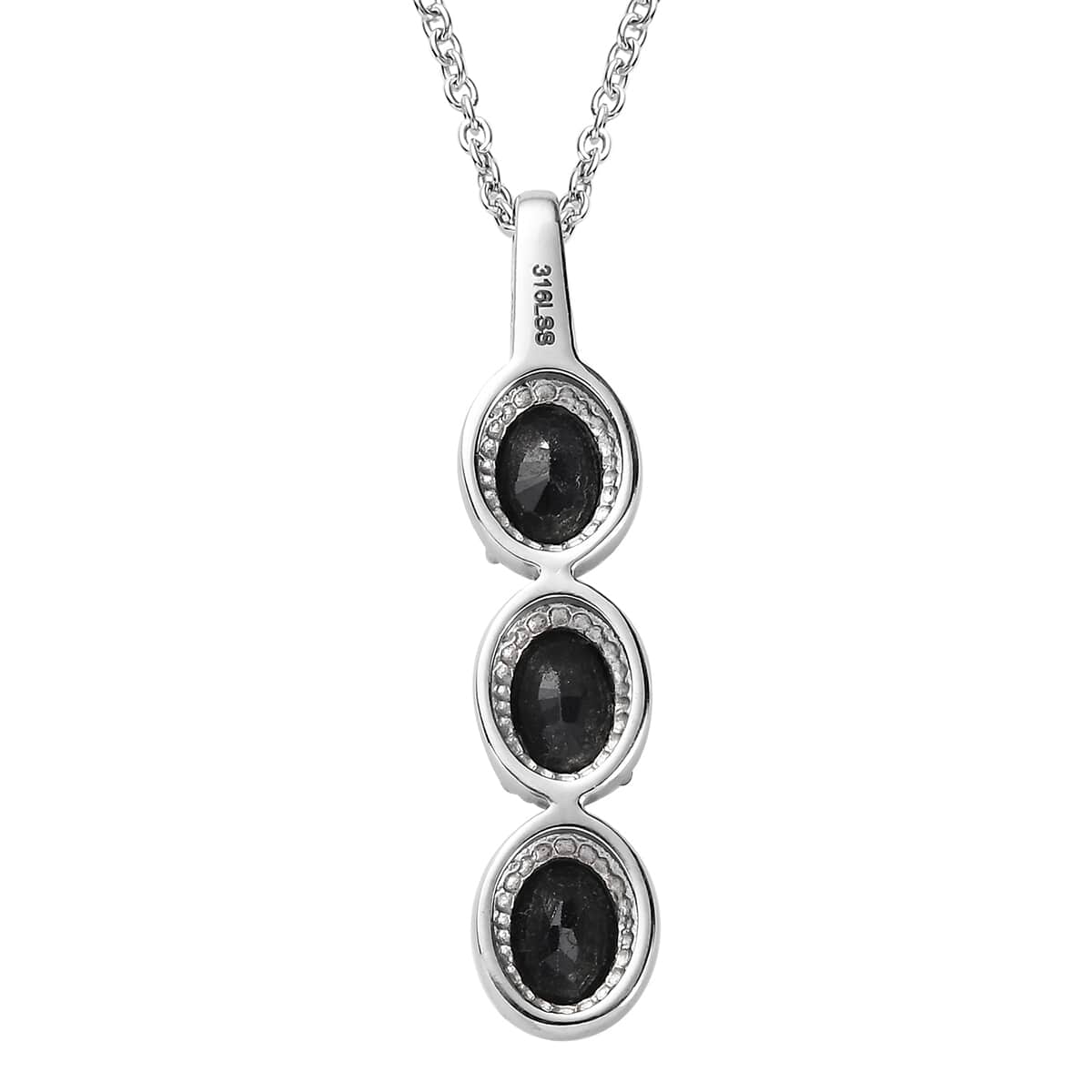 Midnight Sapphire Pendant Necklace 20 Inches in Stainless Steel 5.20 ctw image number 4