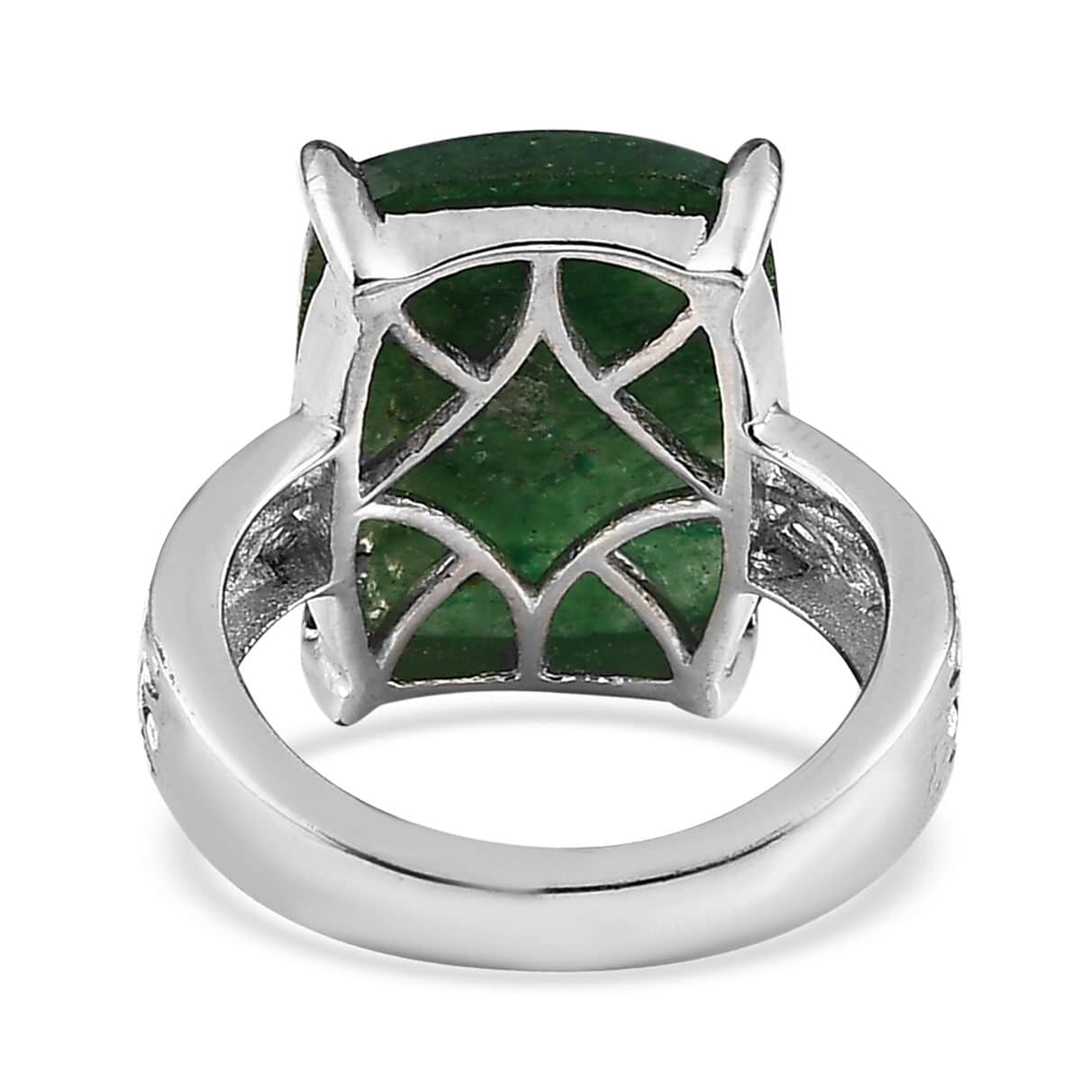 Karis Green Aventurine Solitaire Ring Size 5 and Pendant in Platinum Bond with Stainless Steel Necklace 20 Inches 14.10 ctw image number 5