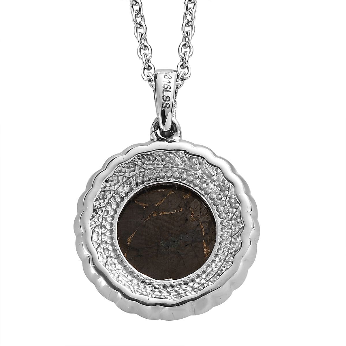 Matrix Silver Shungite Solitaire Ring (Size 5.0) and Pendant Necklace 20 Inches in Stainless Steel 10.15 ctw