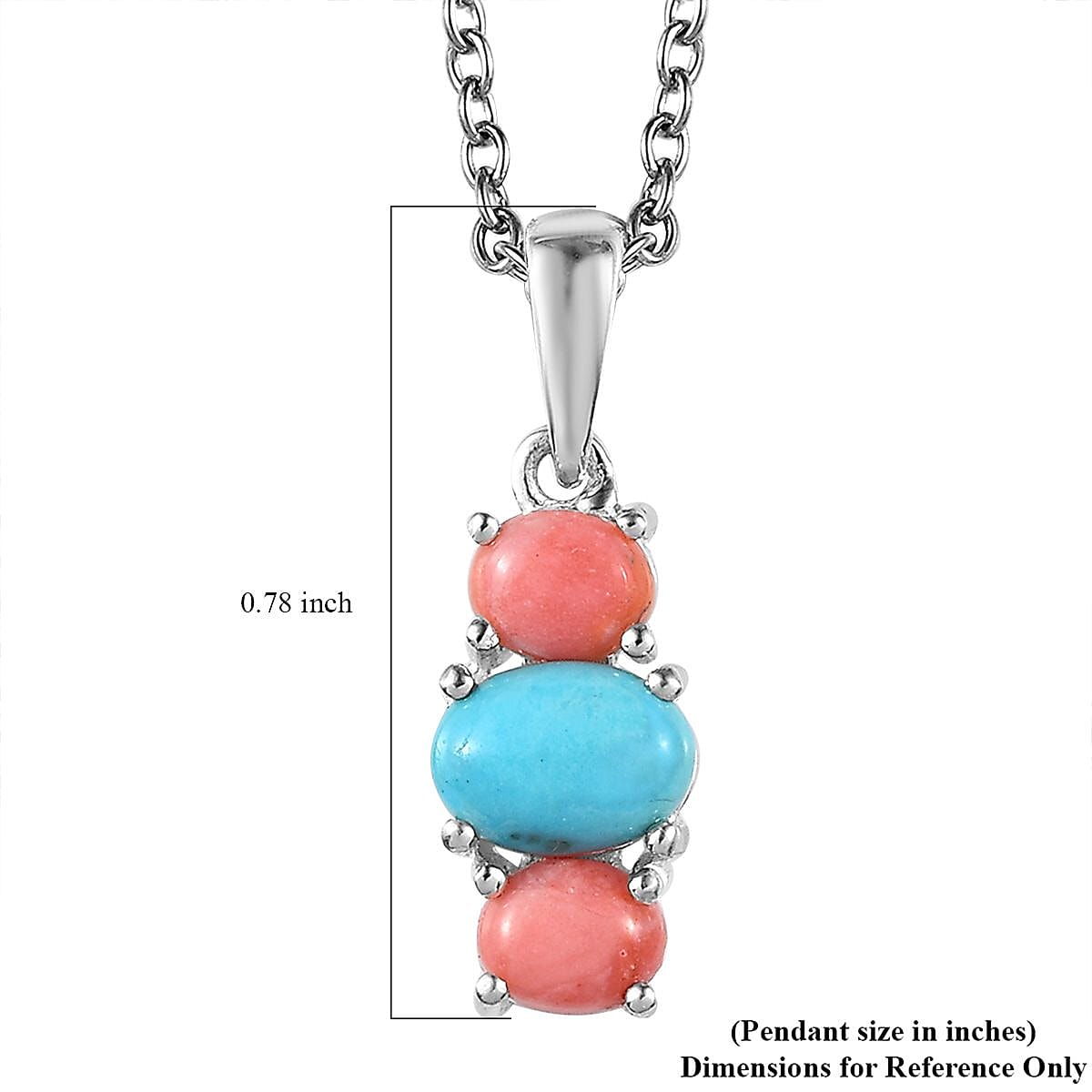 Sleeping Beauty Turquoise and Premium Oregon Peach Opal Pendant in Sterling Silver with Stainless Steel Necklace (20 Inches) 1.55 ctw