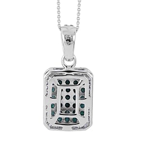 Premium Kagem Zambian Emerald and White Zircon Pendant Necklace 20 Inches in Platinum Over Sterling Silver 2.25 ctw