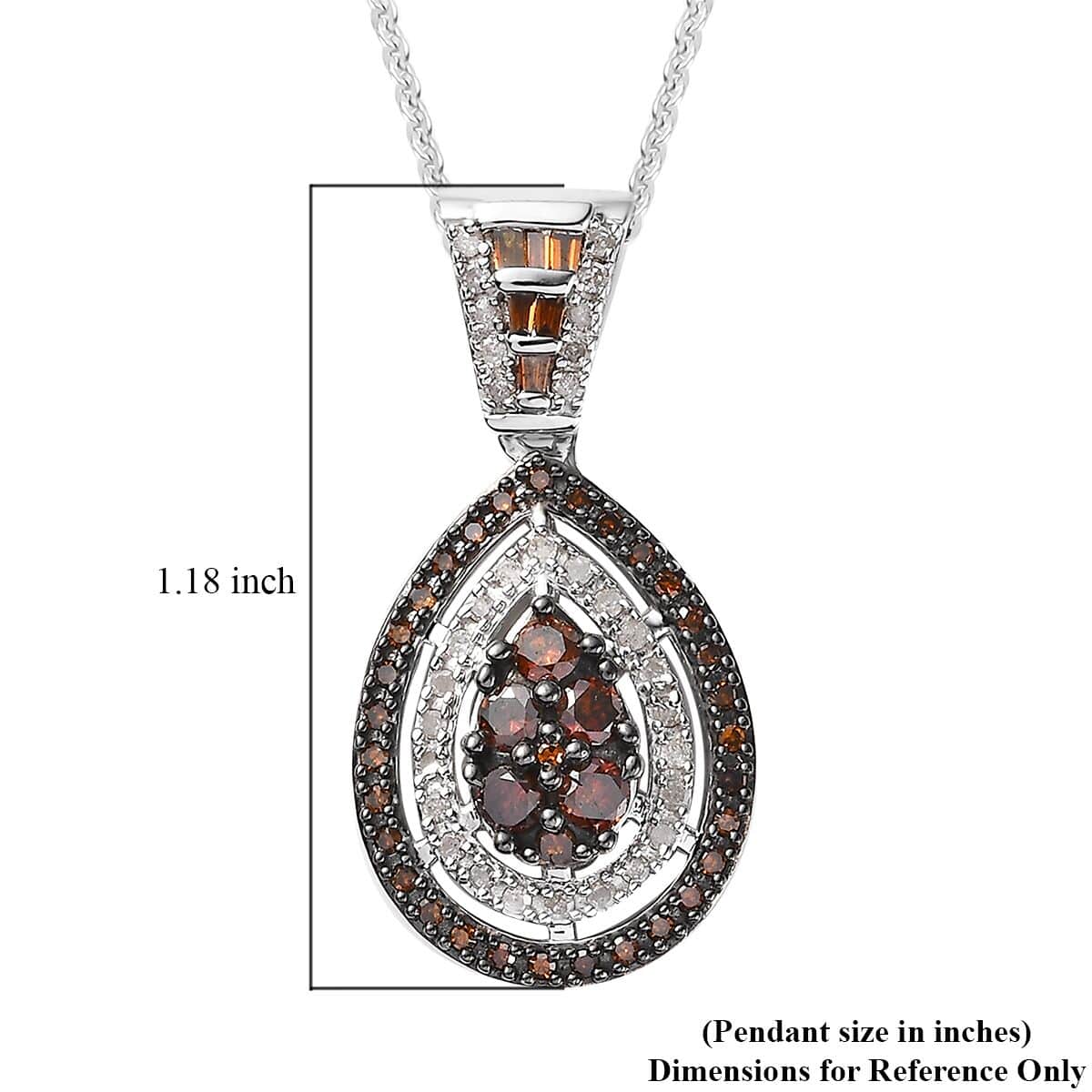 Red and White Diamond Pendant Necklace 20 Inches in Platinum Over Sterling Silver 1.00 ctw image number 6