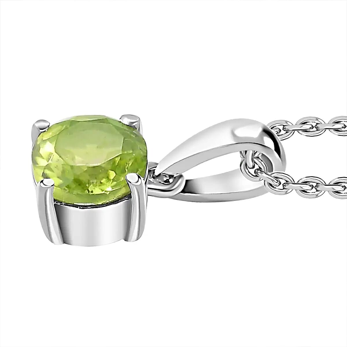 Doorbuster Peridot Solitaire Stud Earrings, Ring and Pendant Necklace 20 Inches in Stainless Steel 3.25 ctw image number 6