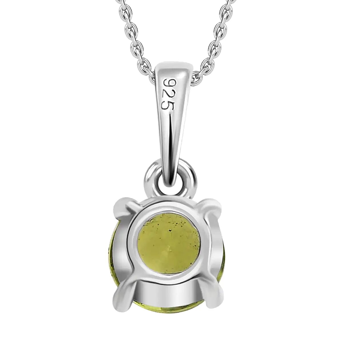 Peridot Solitaire Stud Earrings, Ring (Size 8.0) and Pendant Necklace 20 Inches in Stainless Steel 3.25 ctw image number 9