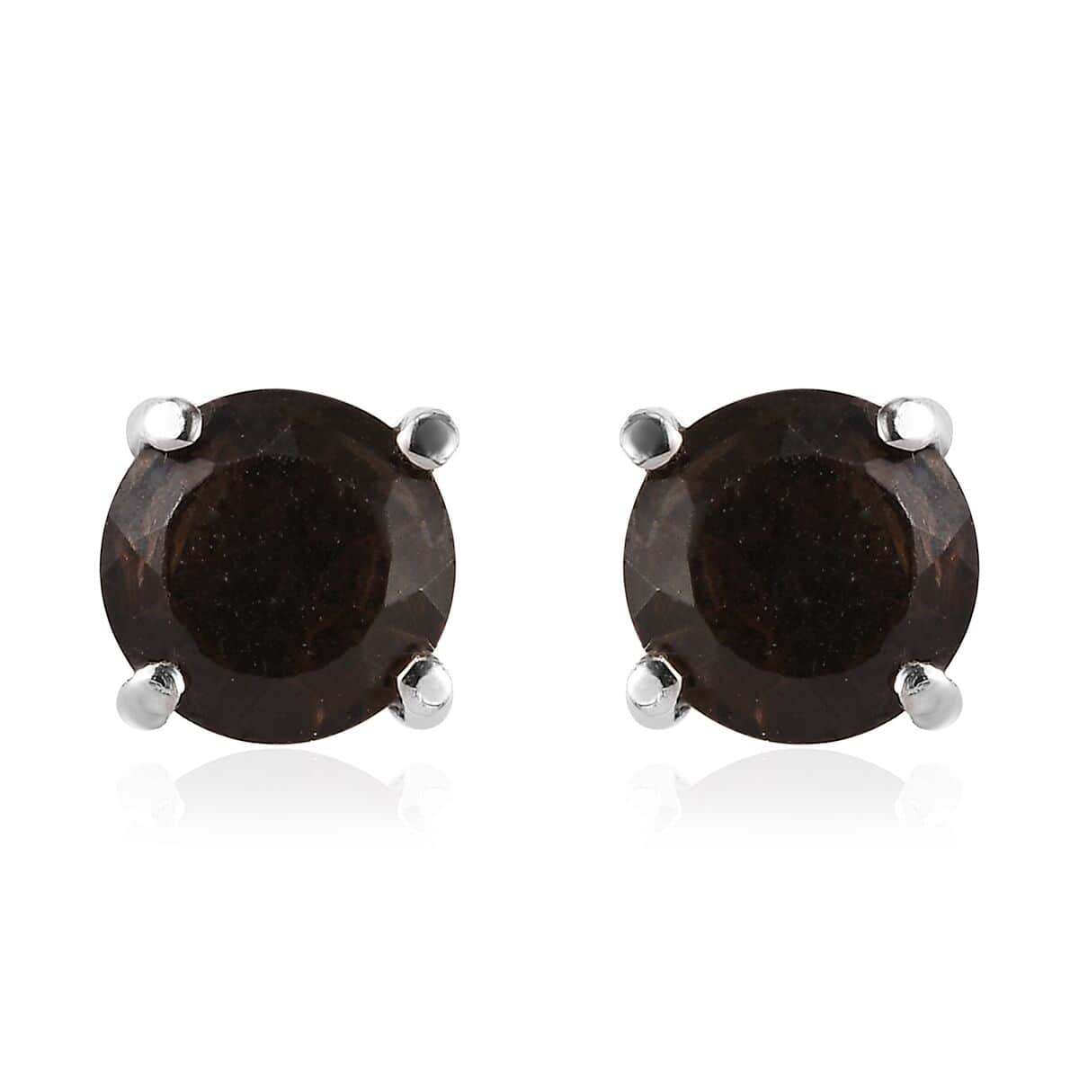 Brazilian Smoky Quartz Solitaire Stud Earrings, Ring (Size 7.0) and Pendant Necklace 20 Inches in Stainless Steel 5.25 ctw image number 10