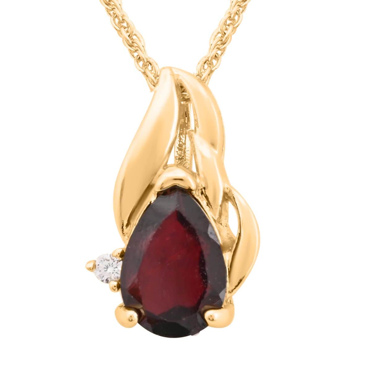 Mozambique Garnet and Simulated Diamond Earrings and Pendant Necklace 18 Inches in Goldtone 6.15 ctw image number 2