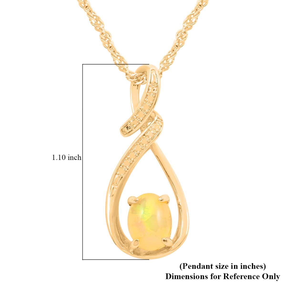 Opal Pendant Necklace 18-20.5 Inches in Goldtone 2.50 ctw image number 4