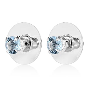 Sky Blue Topaz, Thai Black Spinel and Mozambique Garnet Set of 3 Solitaire Stud Earrings in Sterling Silver 3.50 ctw
