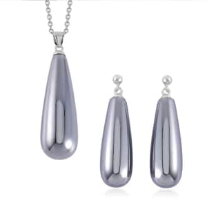 Terahertz Earrings and Pendant Necklace 20 Inches in Rhodium Over Sterling Silver 54.75 ctw