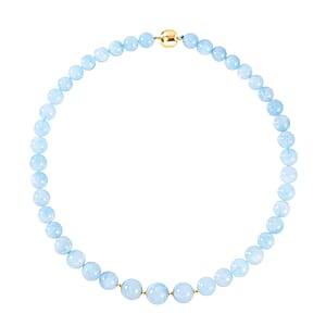 Mangoro Aquamarine Beaded Graduated Necklace 20 Inches and Drop Earrings in 14K YG Over Sterling Silver 452.25 ctw