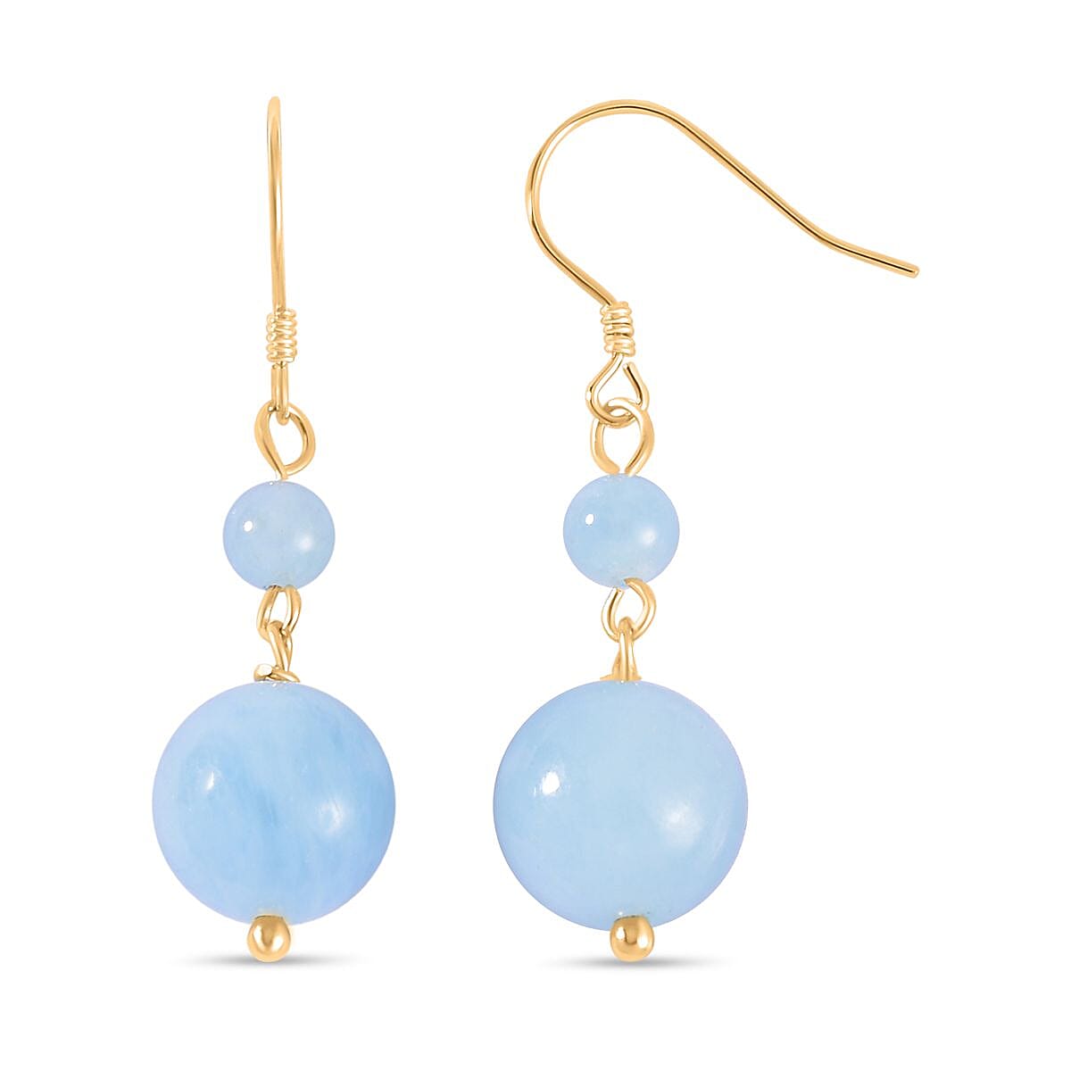 Mangoro Aquamarine Beaded Graduated Necklace 20 Inches and Drop Earrings in 14K YG Over Sterling Silver 452.25 ctw