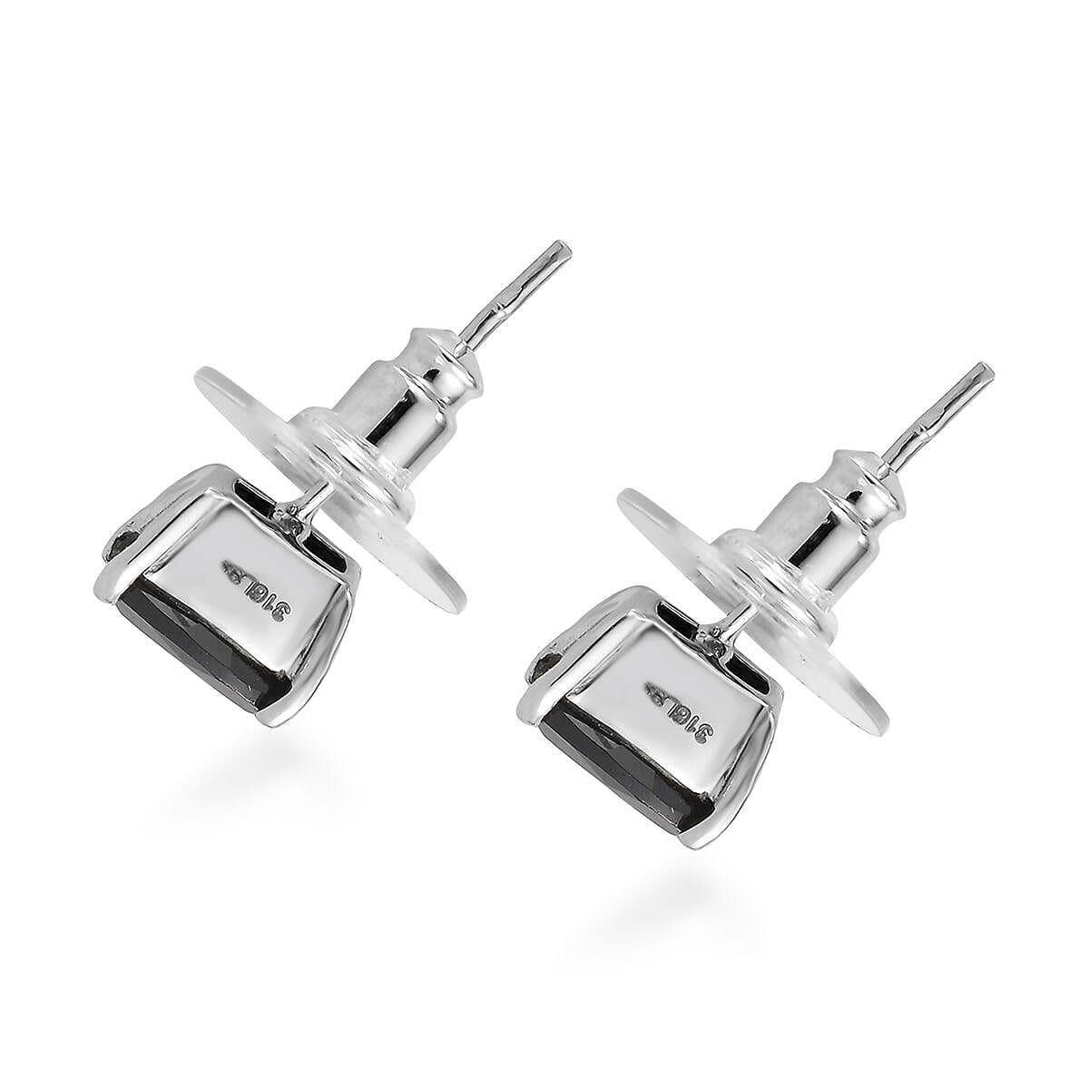 Thai Black Spinel Solitaire Stud Earrings, Ring (Size 5.00) and Pendant Necklace (20 Inches) in Stainless Steel 13.00 ctw