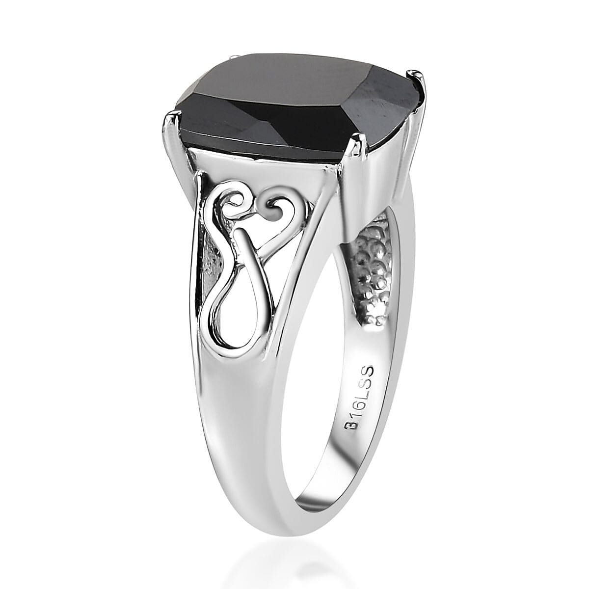 Thai Black Spinel Solitaire Stud Earrings, Ring (Size 5.00) and Pendant Necklace (20 Inches) in Stainless Steel 13.00 ctw