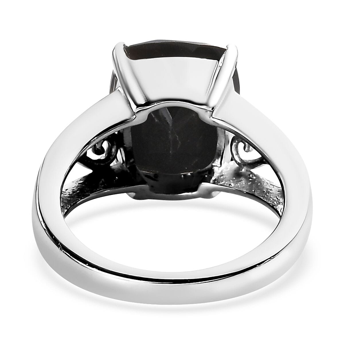 Thai Black Spinel Solitaire Stud Earrings, Ring (Size 5.00) and Pendant Necklace (20 Inches) in Stainless Steel 13.00 ctw