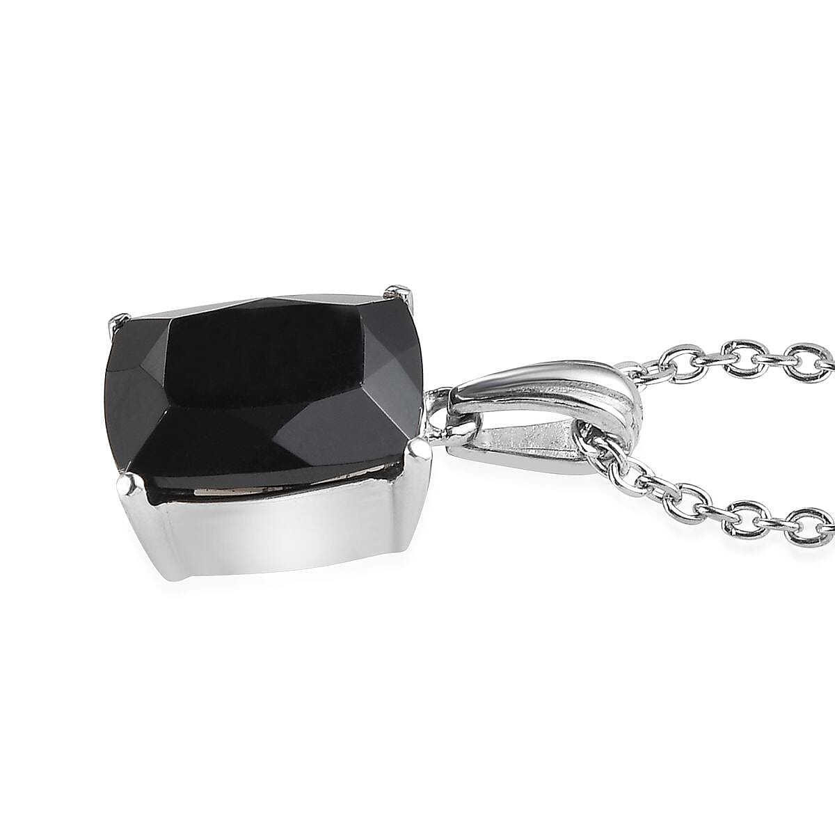 Thai Black Spinel Solitaire Stud Earrings, Ring (Size 5.00) and Pendant Necklace (20 Inches) in Stainless Steel 13.00 ctw