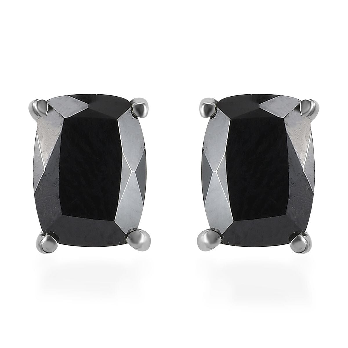 Thai Black Spinel Solitaire Stud Earrings, Ring (Size 5.00) and Pendant Necklace (20 Inches) in Stainless Steel 13.00 ctw