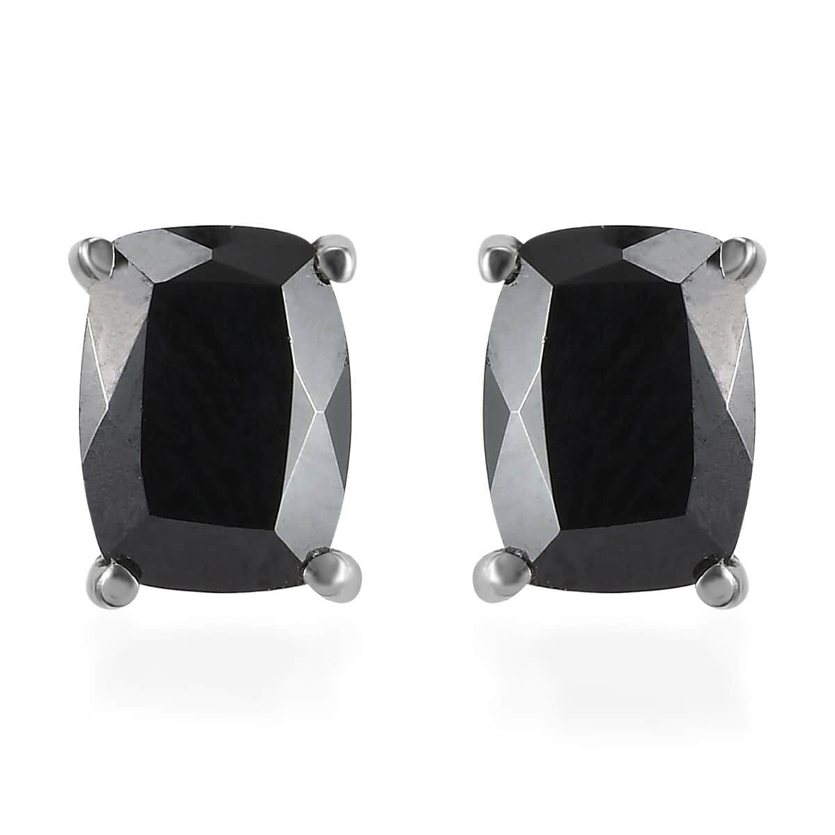 Thai Black Spinel Solitaire Stud Earrings, Ring (Size 6.00) and Pendant Necklace 20 Inches in Stainless Steel 13.00 ctw image number 10