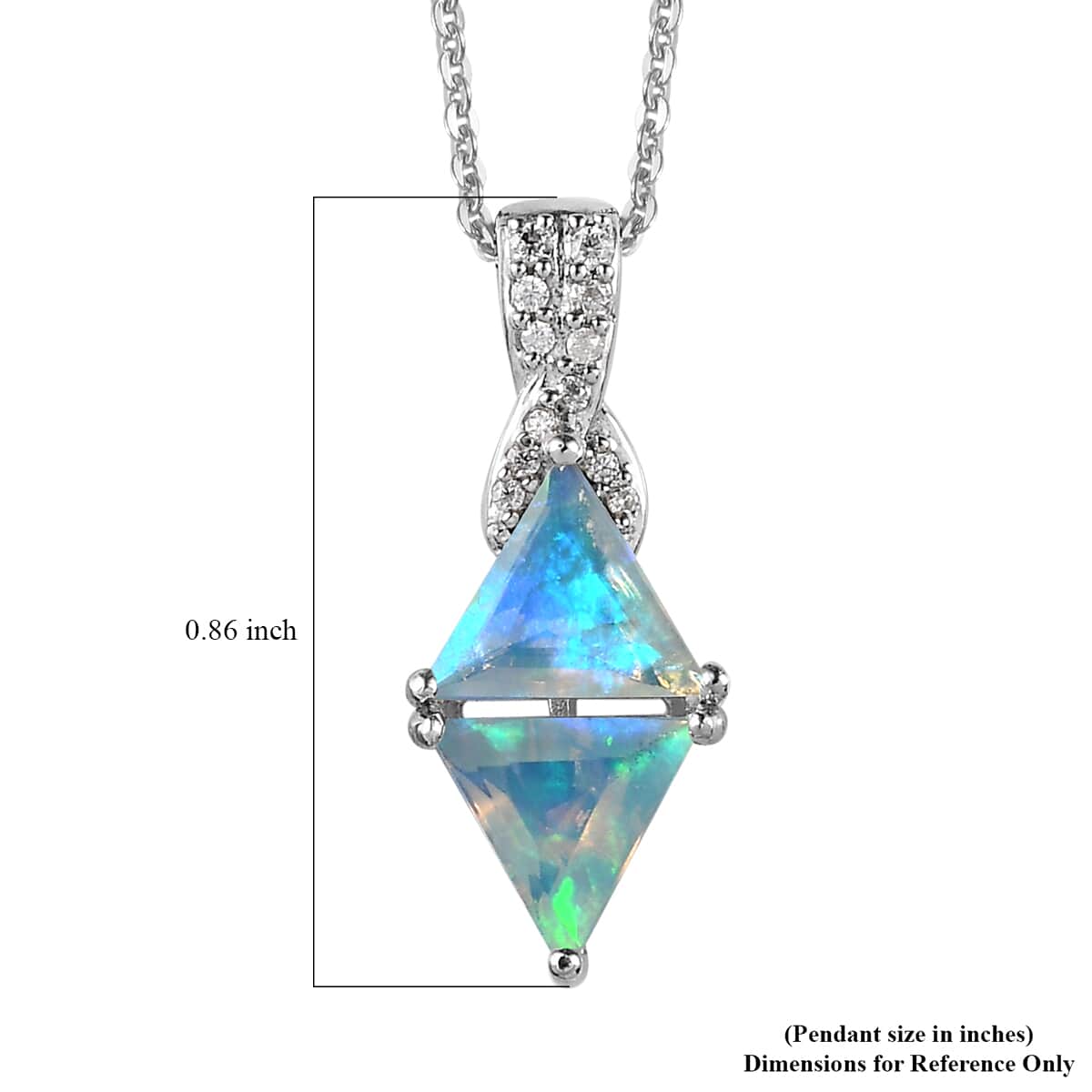 Premium Ethiopian Welo Opal and Moissanite Pendant Necklace 20 Inches in Platinum Over Sterling Silver 1.30 ctw image number 7