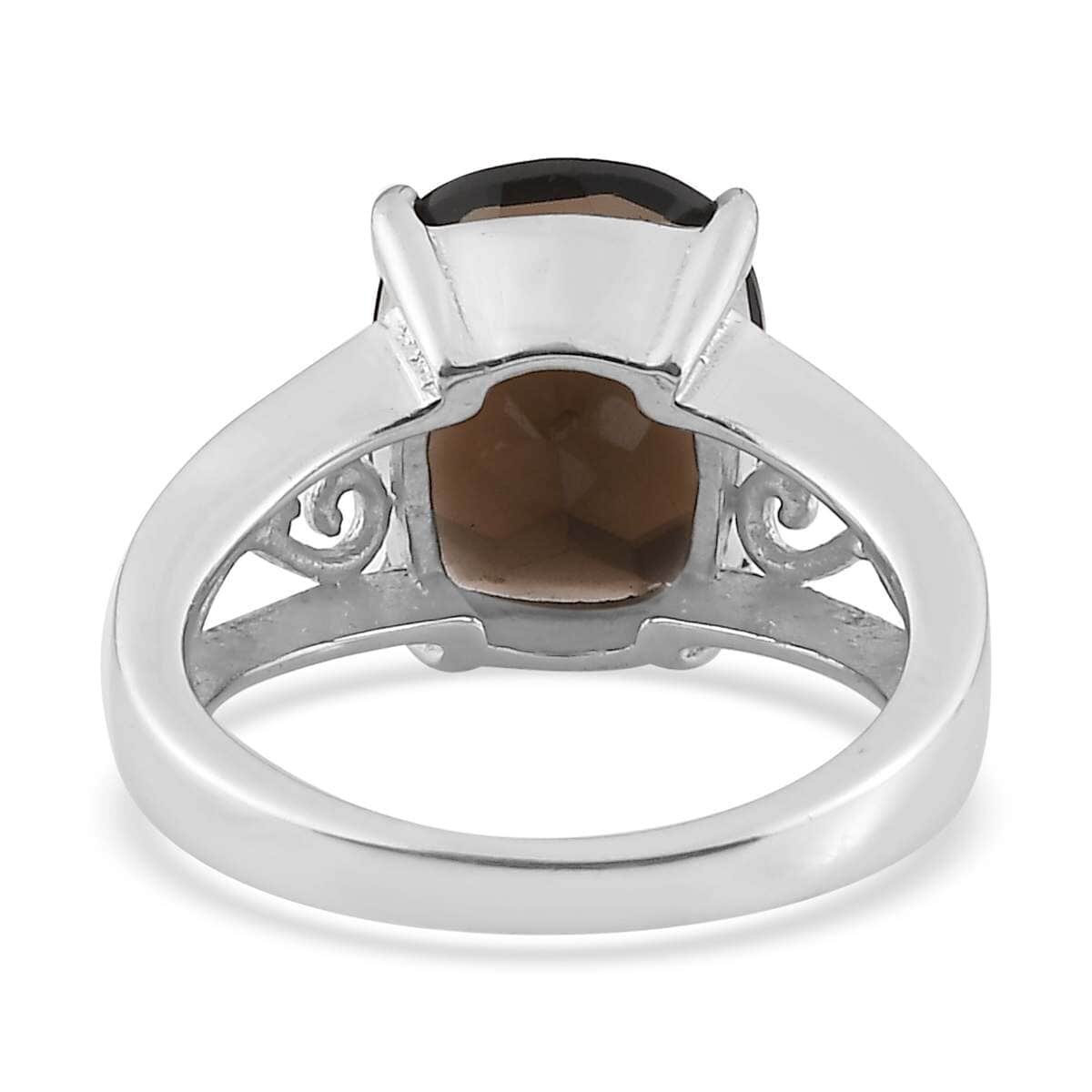 Brazilian Smoky Quartz Solitaire Stud Earrings, Ring (Size 5) and Pendant Necklace 20 Inches in Stainless Steel 13.35 ctw image number 4