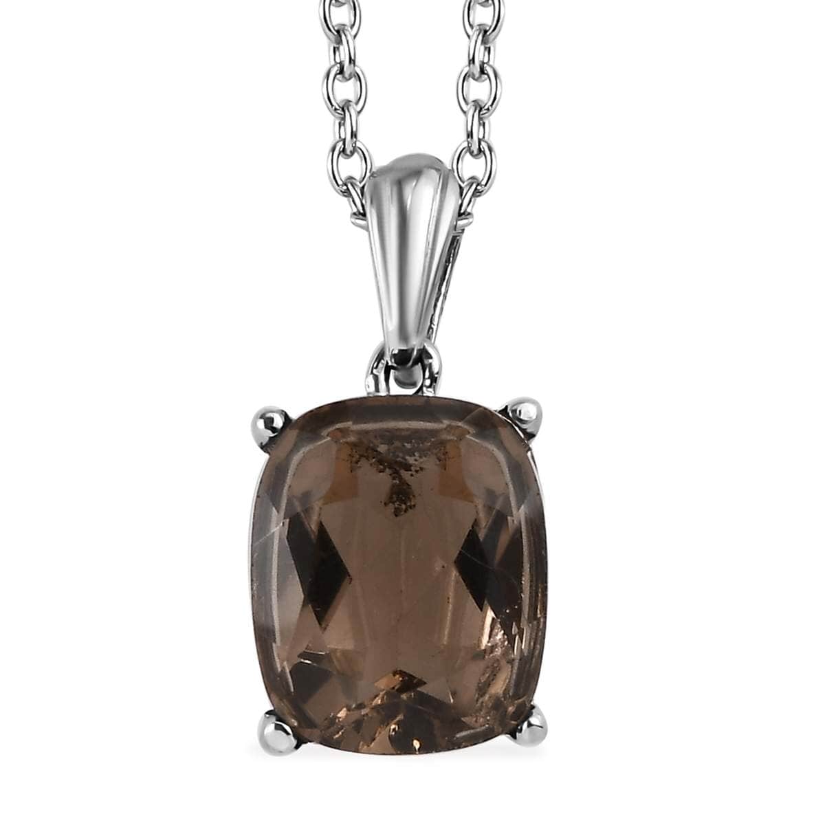 Brazilian Smoky Quartz Solitaire Stud Earrings, Ring (Size 5) and Pendant Necklace 20 Inches in Stainless Steel 13.35 ctw image number 5