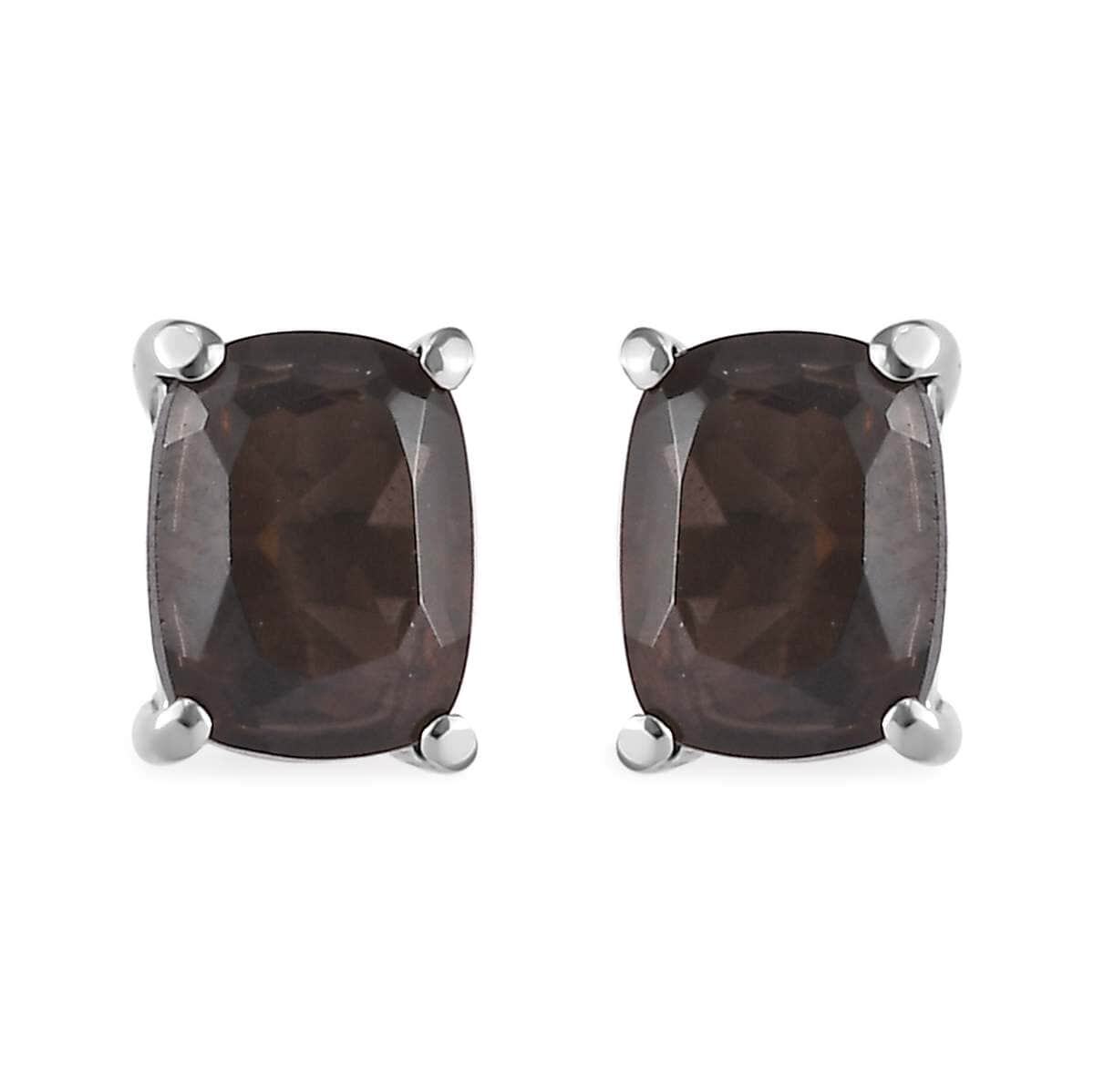 Brazilian Smoky Quartz Solitaire Stud Earrings, Ring (Size 5) and Pendant Necklace 20 Inches in Stainless Steel 13.35 ctw image number 7