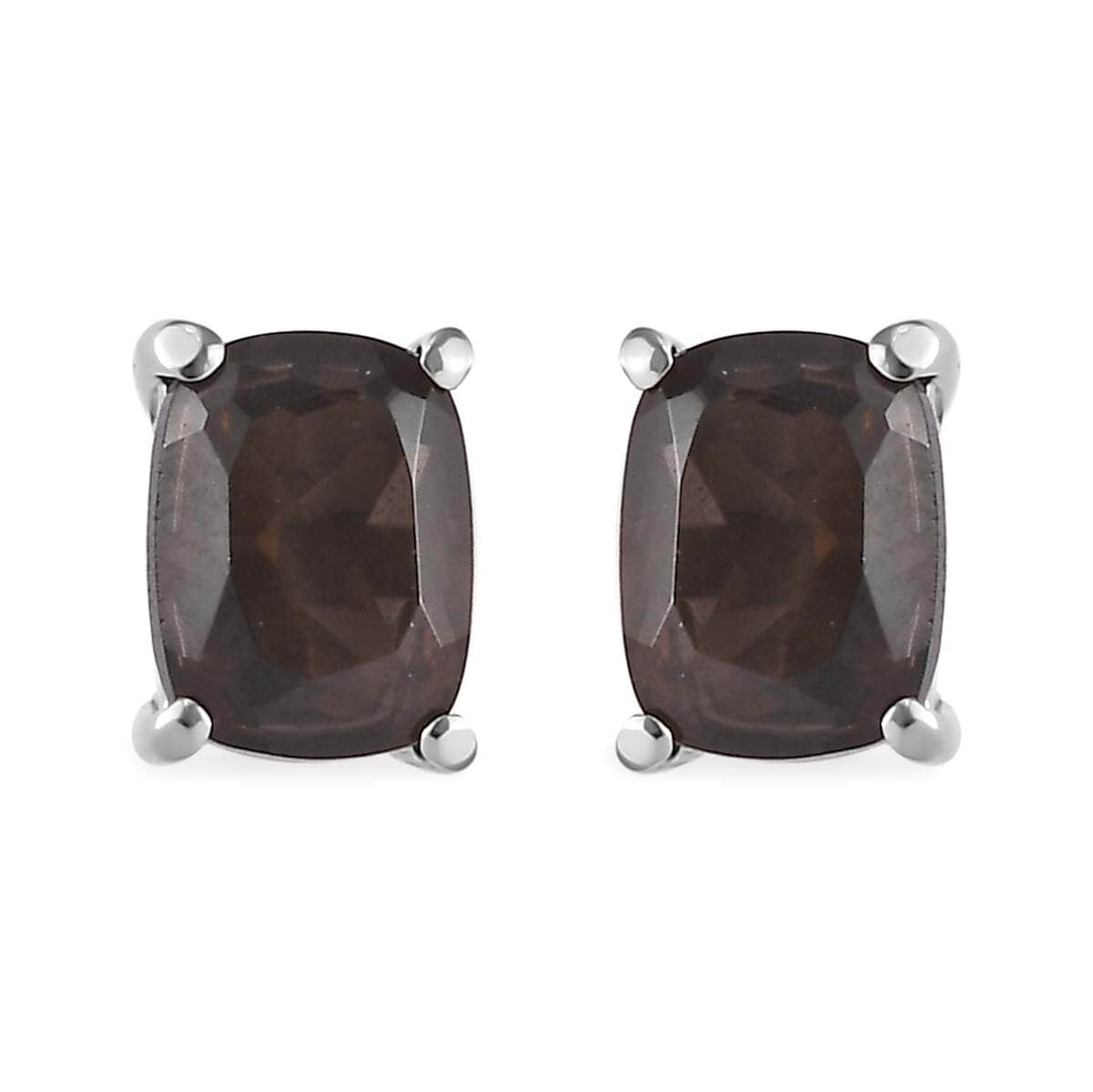 Brazilian Smoky Quartz Solitaire Stud Earrings, Ring (Size 6) and Pendant Necklace 20 Inches in Stainless Steel 13.35 ctw image number 7