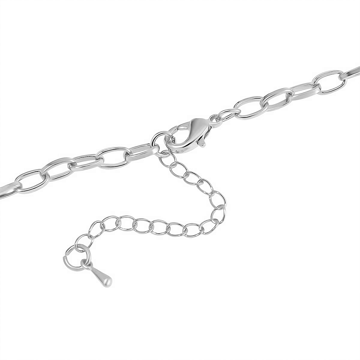 Lab Created White Cat's Eye, Black and White Austrian Crystal Panther Pendant Necklace in Silvertone 28-30 Inches