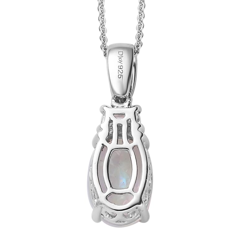 Premium Ethiopian Welo Opal and Moissanite Pendant Necklace 20 Inches in Platinum Over Sterling Silver 2.25 ctw