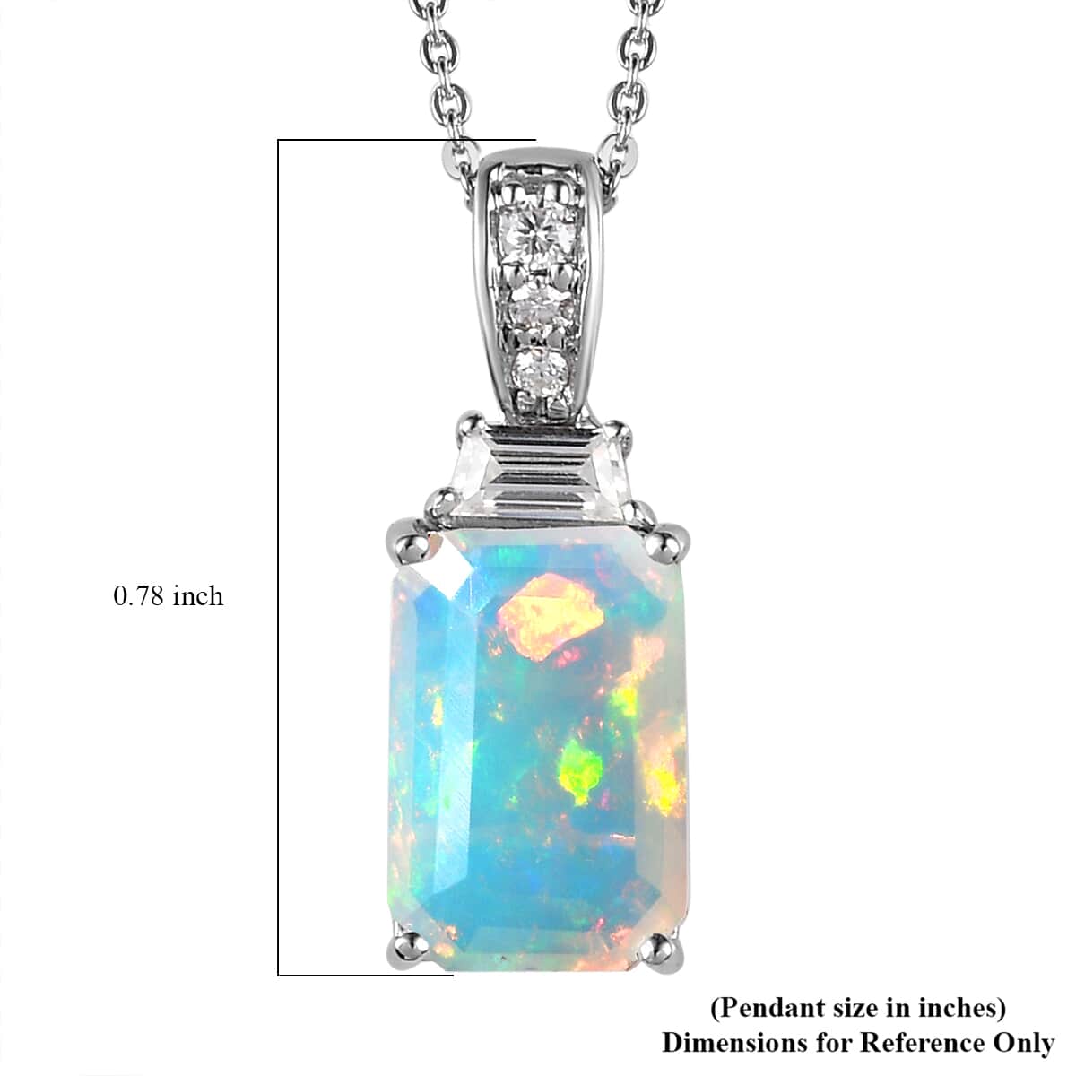 Premium Ethiopian Welo Opal and Moissanite Pendant Necklace 20 Inches in Platinum Over Sterling Silver 2.65 ctw image number 6