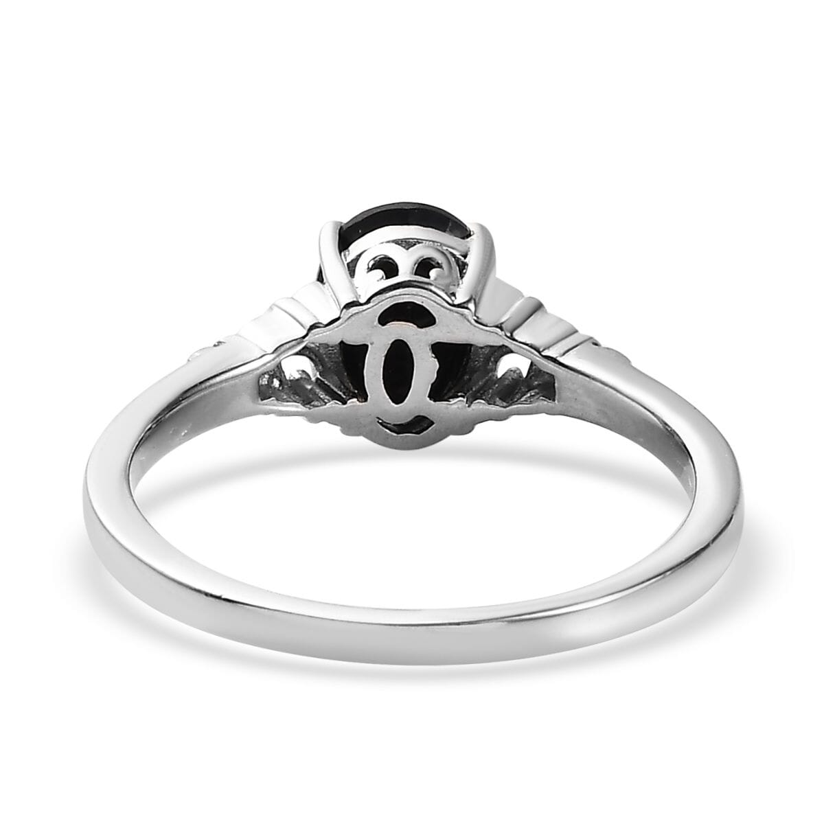 Karis Australian Midnight Sapphire Ring (Size 10) and Pendant in Platinum Bond & 18K YG Plated with Stainless Steel Necklace (20 Inches) 5.00 ctw image number 5