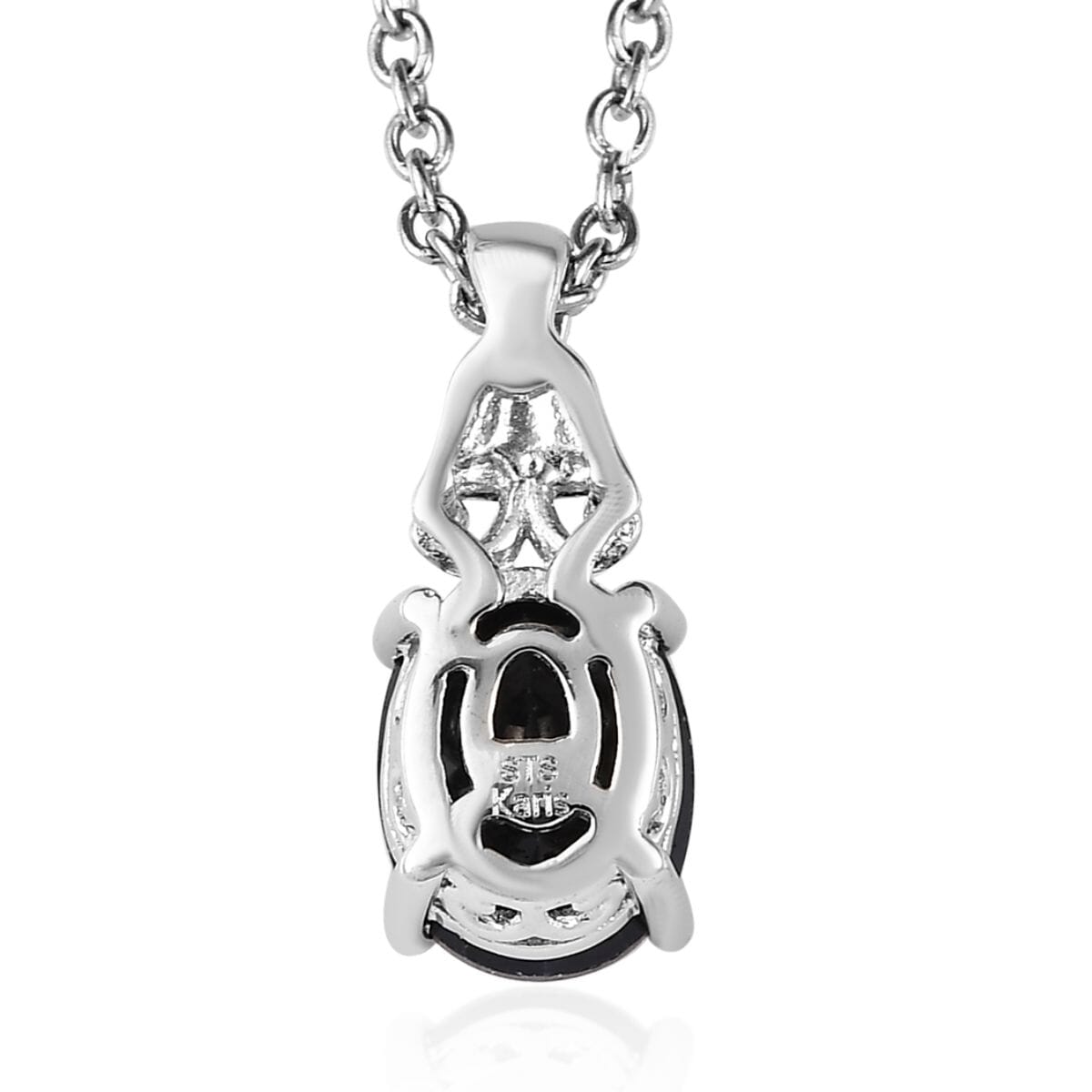 Karis Australian Midnight Sapphire Ring (Size 10) and Pendant in Platinum Bond & 18K YG Plated with Stainless Steel Necklace (20 Inches) 5.00 ctw image number 8