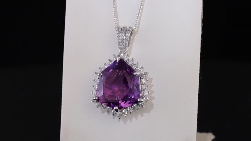 African Amethyst, White Zircon Pendant Necklace (20 Inches) in Platinum Over Sterling Silver 19.10 ctw