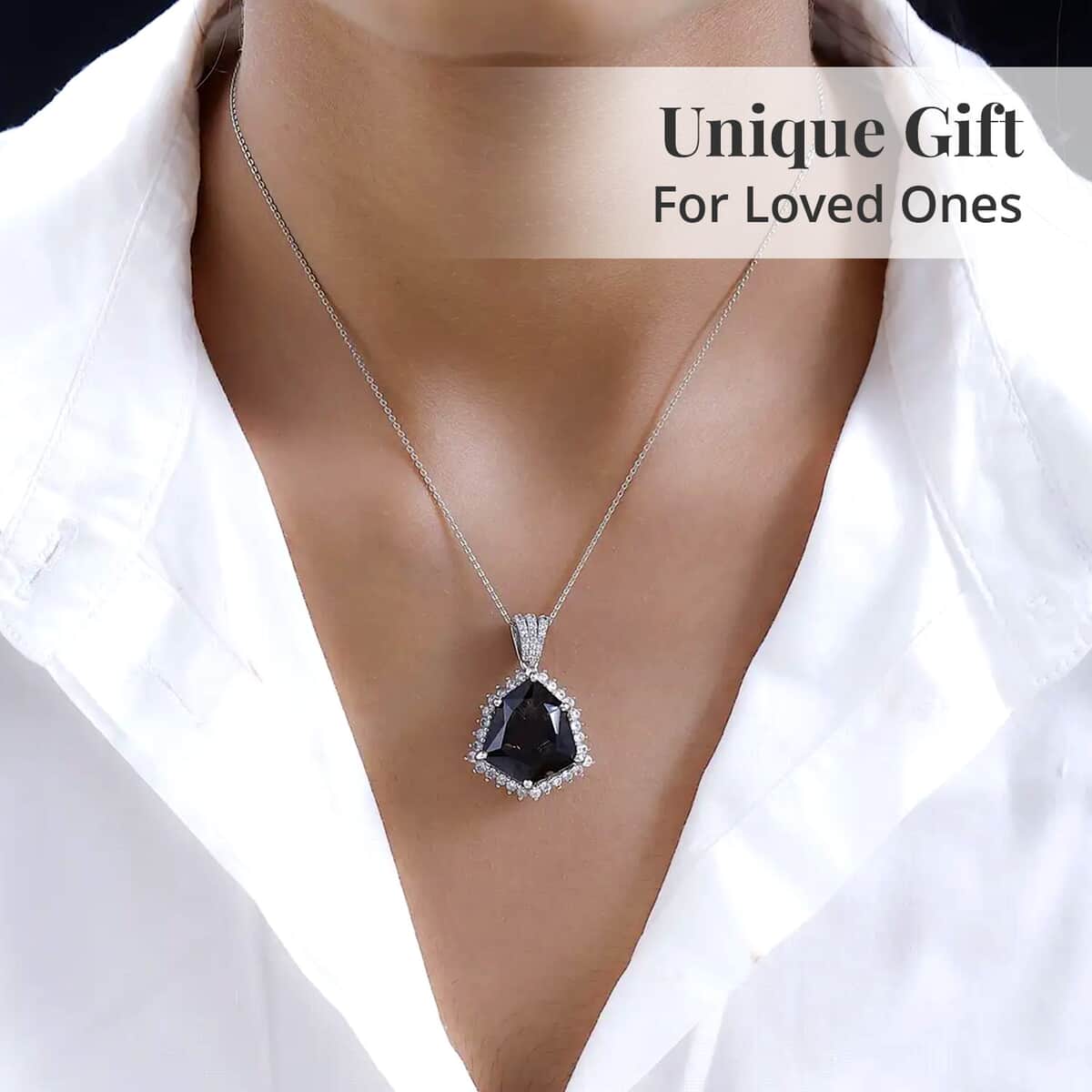 Brazilian Smoky Quartz and White Zircon Pendant Necklace 20 Inches in Platinum Over Sterling Silver 13.80 ctw image number 4