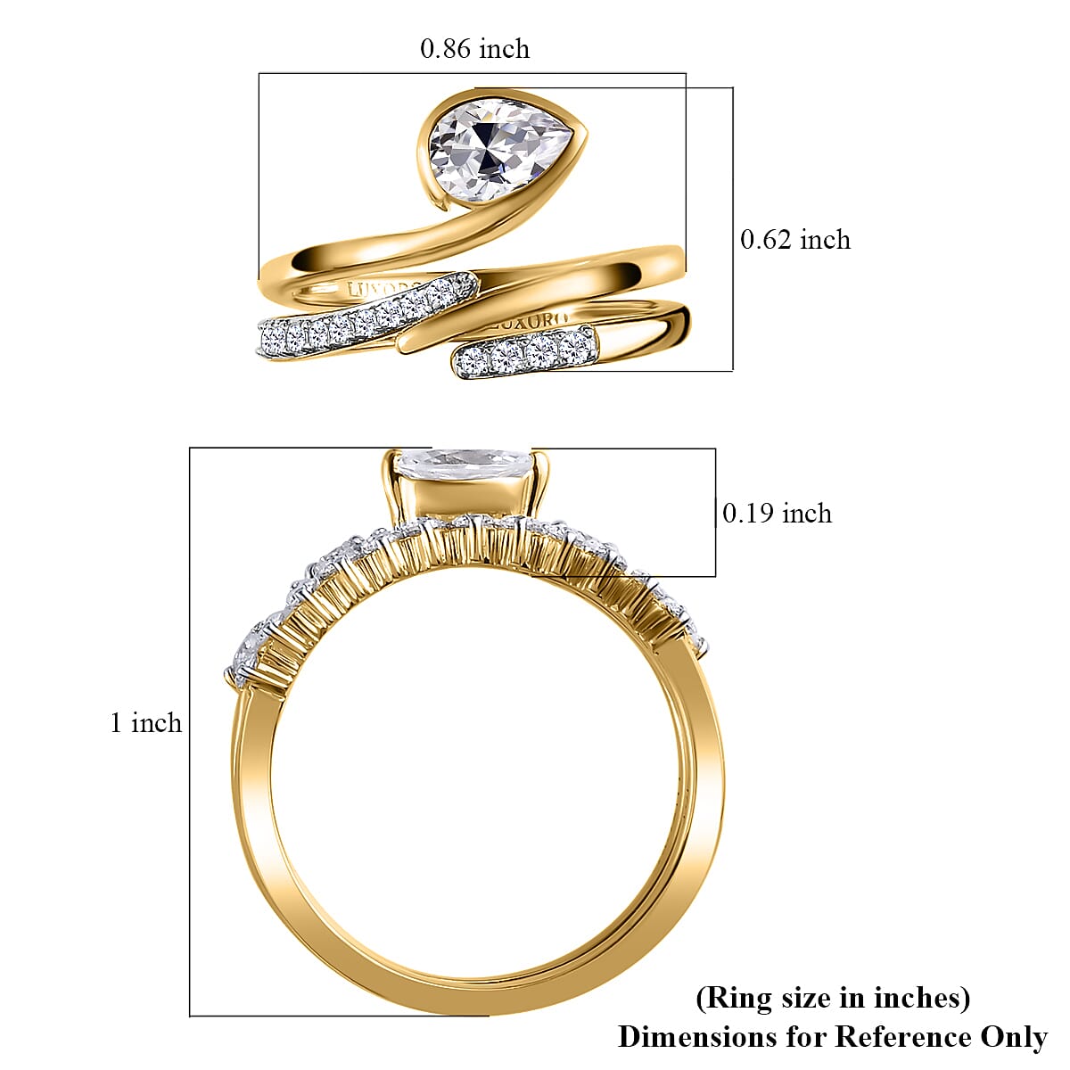 Luxoro 10K Yellow Gold Set of 2 Moissanite Stackable Eternal Love Snake Ring (Size 7.0) 0.90 ctw