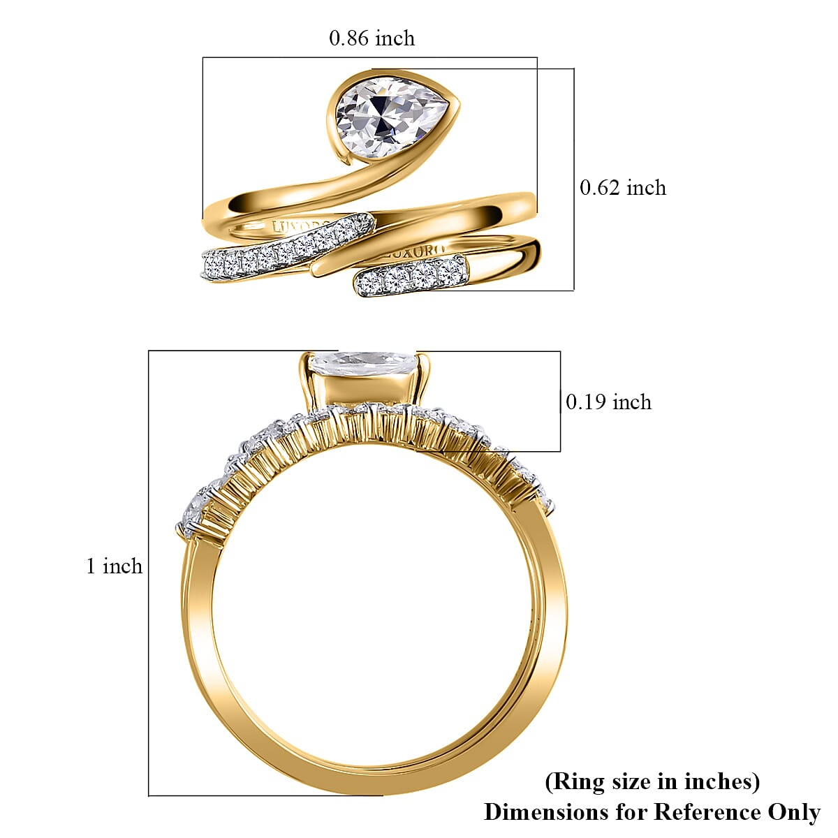 Luxoro 10K Yellow Gold Set of 2 Moissanite Stackable Eternal Love Snake Ring (Size 9.0) 0.90 ctw image number 6