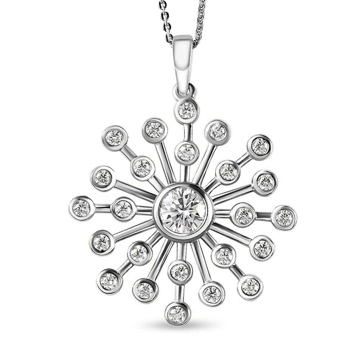 Moissanite (Rnd 6mm) Pendant Necklace (20 Inches) in Platinum Over Sterling Silver 1.50 ctw image number 0