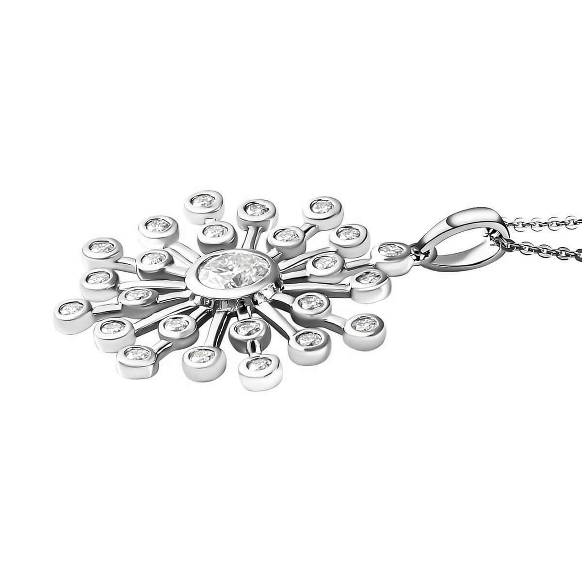 Moissanite (Rnd 6mm) Pendant Necklace (20 Inches) in Platinum Over Sterling Silver 1.50 ctw image number 3