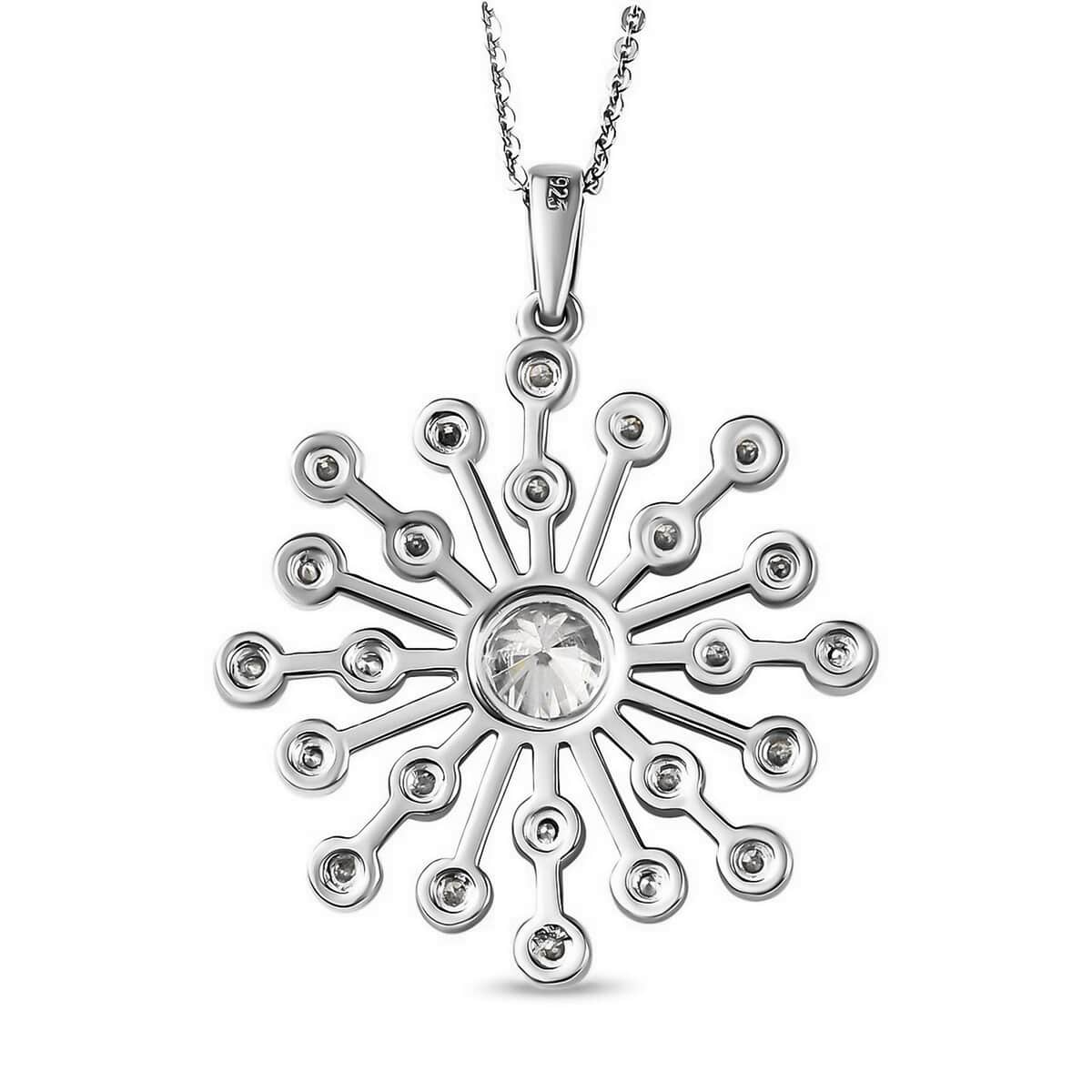 Moissanite (Rnd 6mm) Pendant Necklace (20 Inches) in Platinum Over Sterling Silver 1.50 ctw image number 4