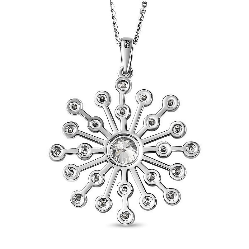 Moissanite Pendant Necklace 20 Inches in Platinum Over Sterling Silver 1.50 ctw