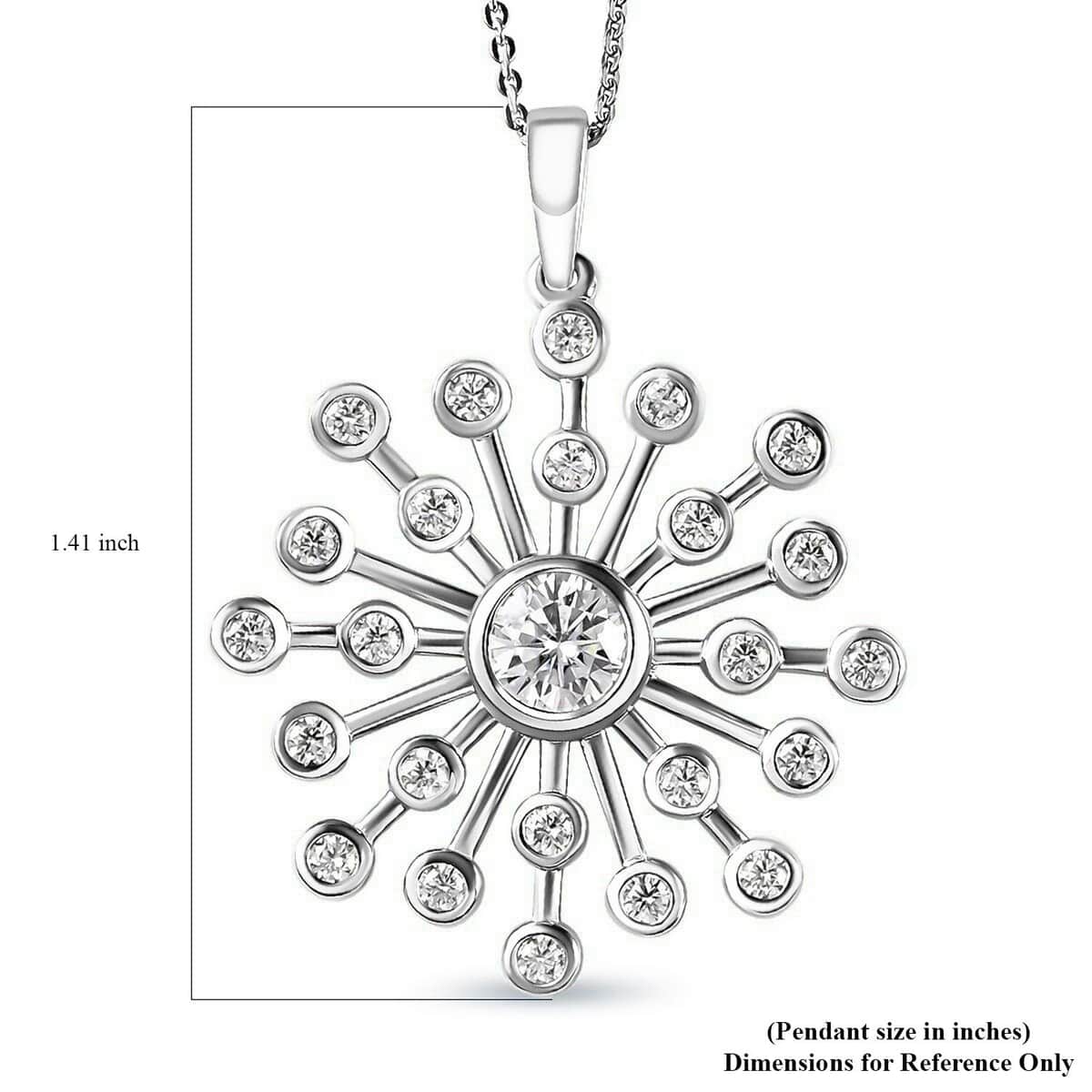 Moissanite (Rnd 6mm) Pendant Necklace (20 Inches) in Platinum Over Sterling Silver 1.50 ctw image number 6