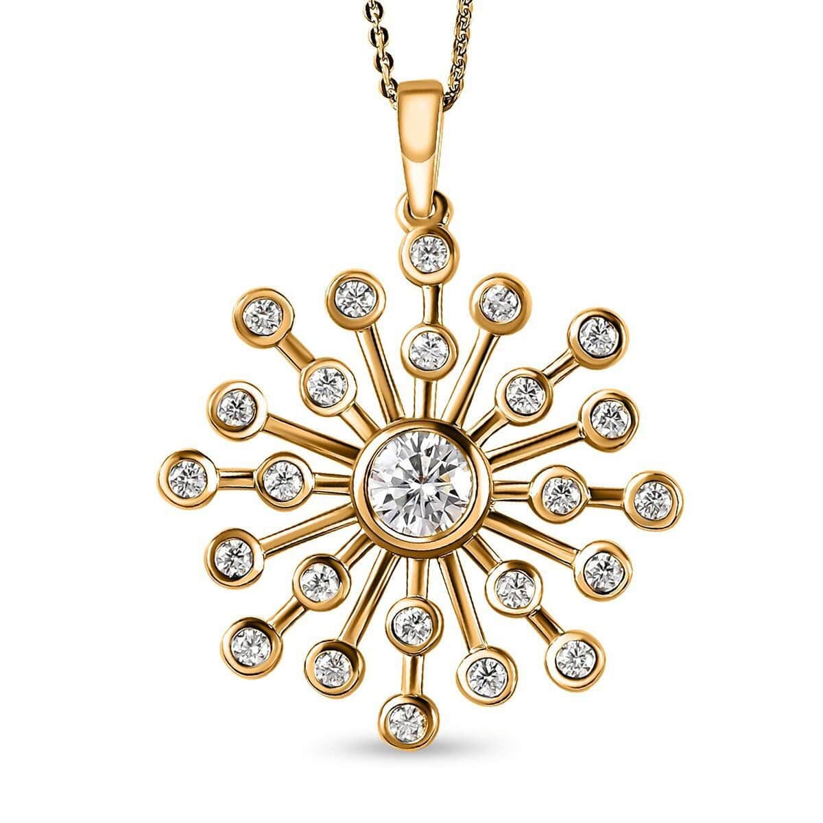Moissanite Pendant Necklace 20 Inches in Vermeil Yellow Gold Over Sterling Silver 1.50 ctw image number 0