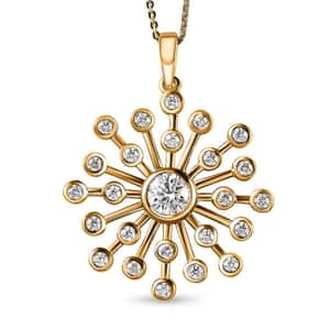 Moissanite Pendant Necklace 20 Inches in Vermeil Yellow Gold Over Sterling Silver 1.50 ctw