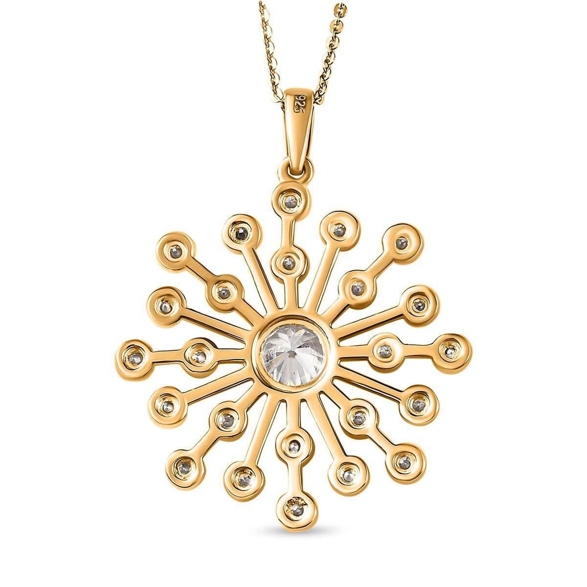 Moissanite Pendant Necklace 20 Inches in Vermeil Yellow Gold Over Sterling Silver 1.50 ctw image number 4
