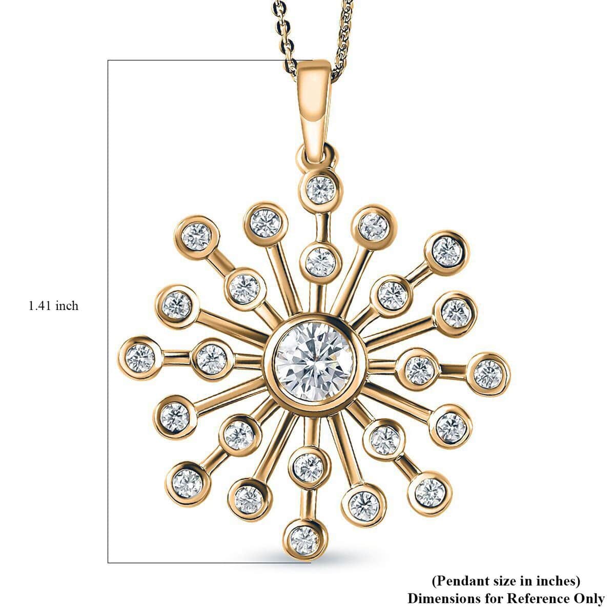 Moissanite Pendant Necklace 20 Inches in Vermeil Yellow Gold Over Sterling Silver 1.50 ctw image number 6