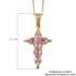Madagascar Pink Sapphire and White Zircon Cross Pendant Necklace (20 Inches) in Vermeil Yellow Gold Sterling Silver 1.50 ctw image number 5