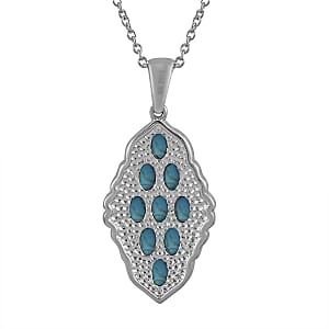 Mojave Blue Turquoise Elongated Pendant Necklace (20 Inches) in Stainless Steel 4.25 ctw | Tarnish-Free, Waterproof, Sweat Proof Jewelry
